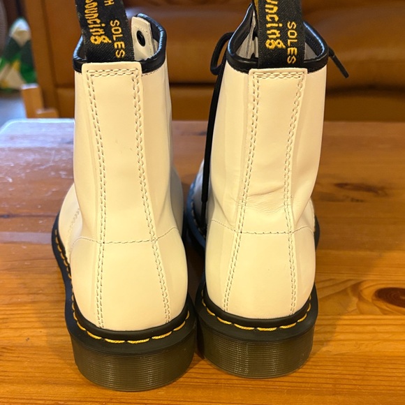 Dr. Martens White Leather Boots with Black Laces - Picture 6 of 14